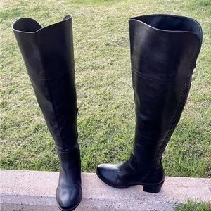 Vince Camuto Bendra Riding Boots Tall Riding Black Leather Boots Womens Size 6.5